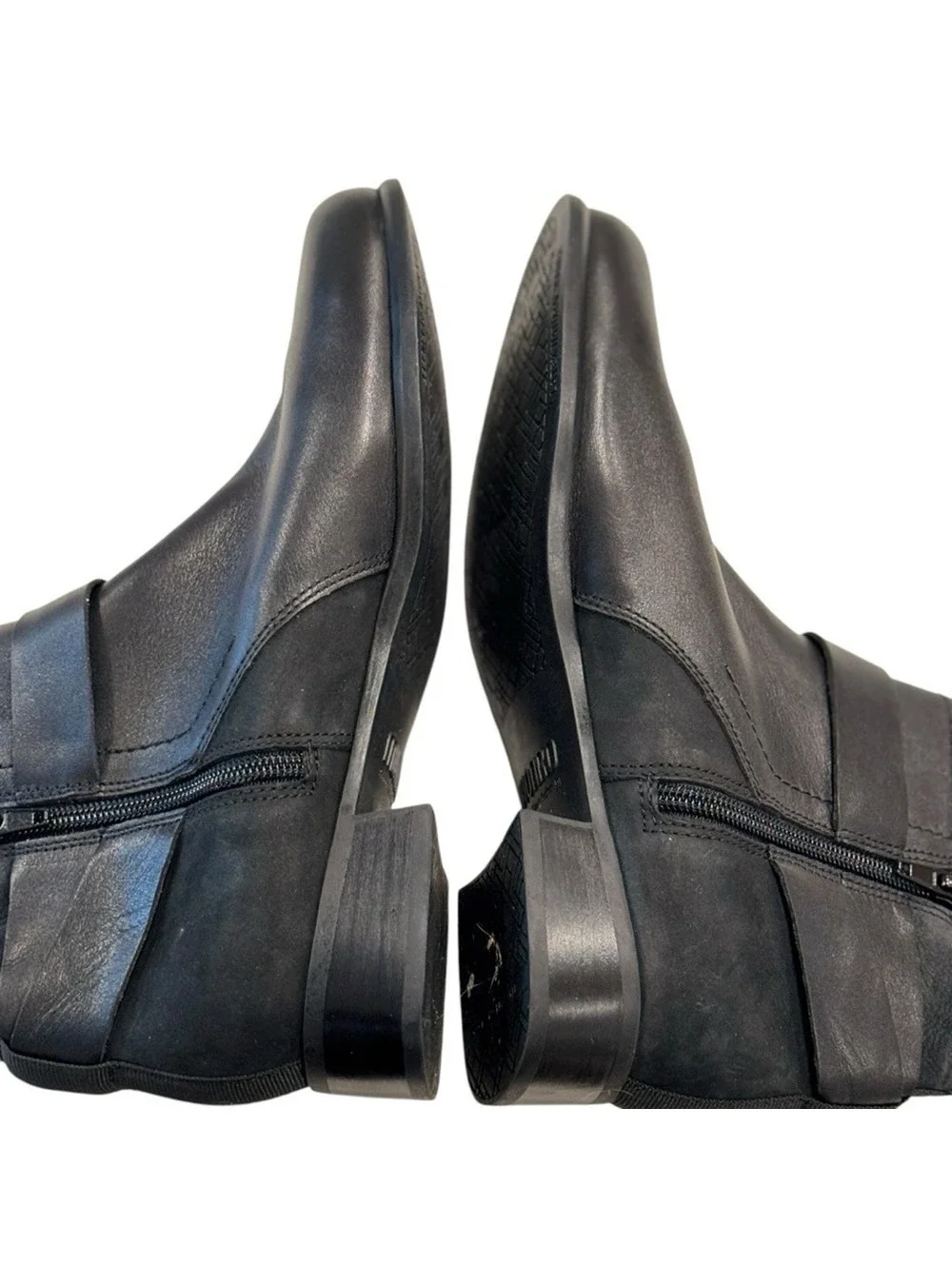 Munro Black Leather Ankle Boots with Buckle Strap Detail Size 8.5